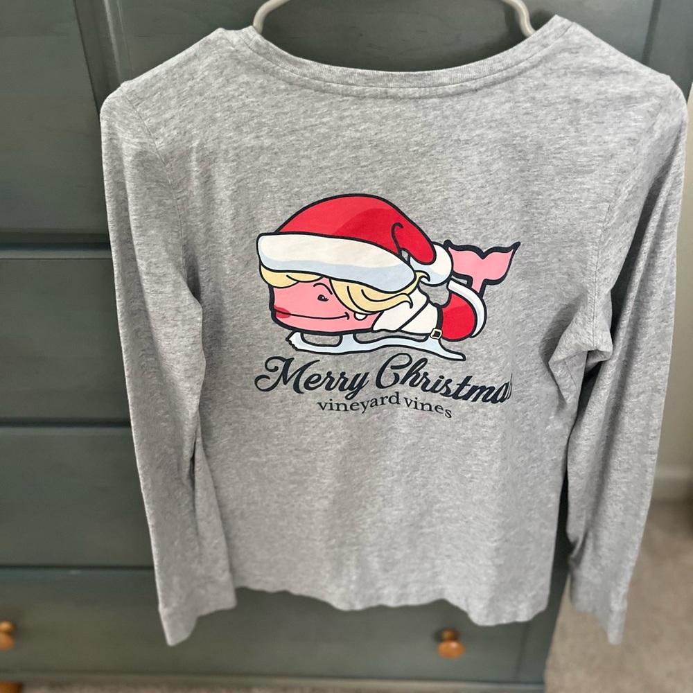 Vineyard Vines Kids Gray Santa Long Sleeve Tee